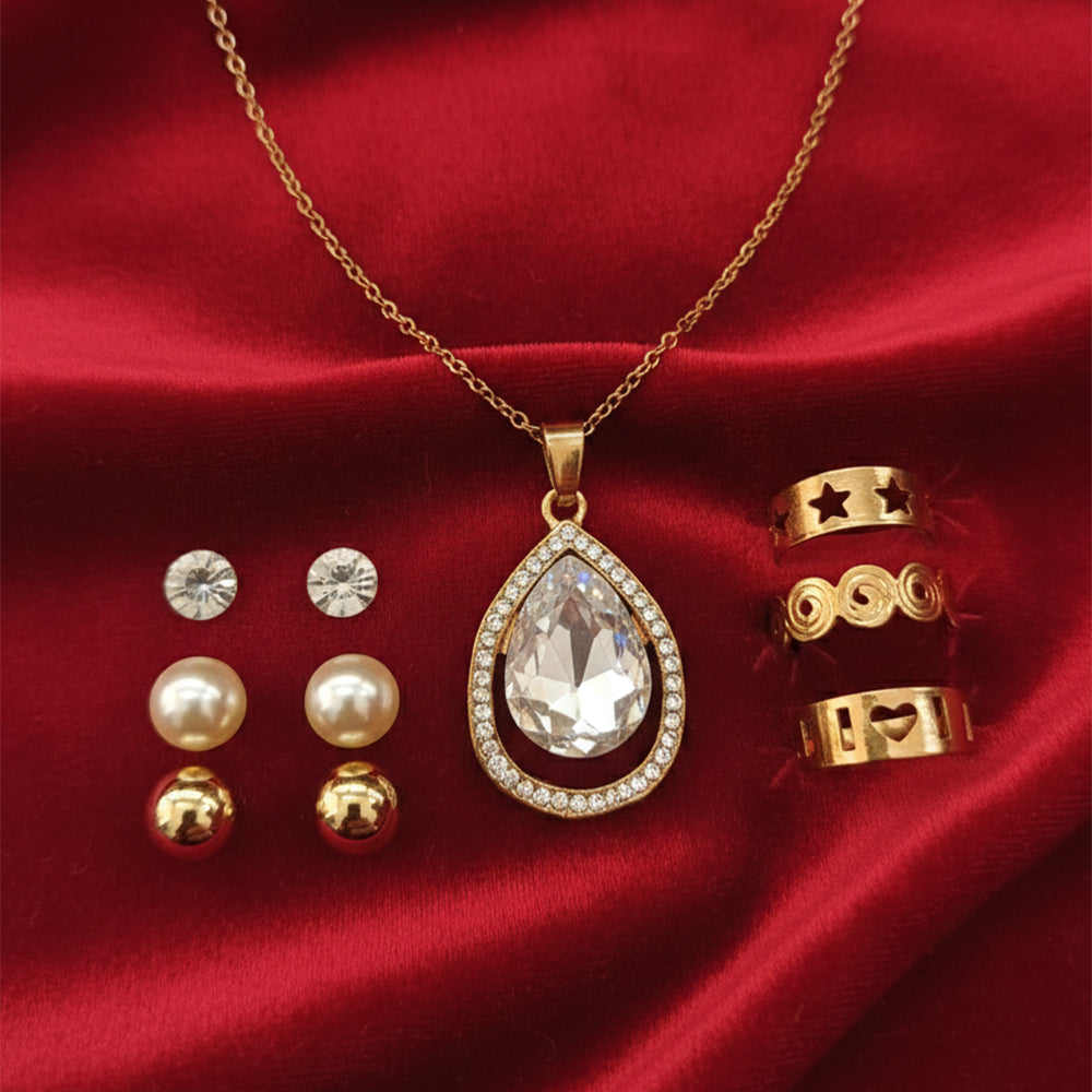 The99Jewel Chain Pendant & Set of 4 Stud Earrings Combo