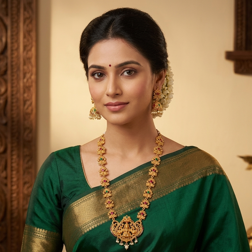 The99Jewel Traditional Temple Look Necklace Set for Women | Elegant South Indian Ethnic Jewellery