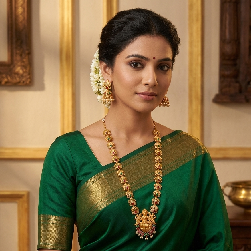 The99Jewel Traditional Temple Look Necklace Set for Women | Elegant South Indian Ethnic Jewellery