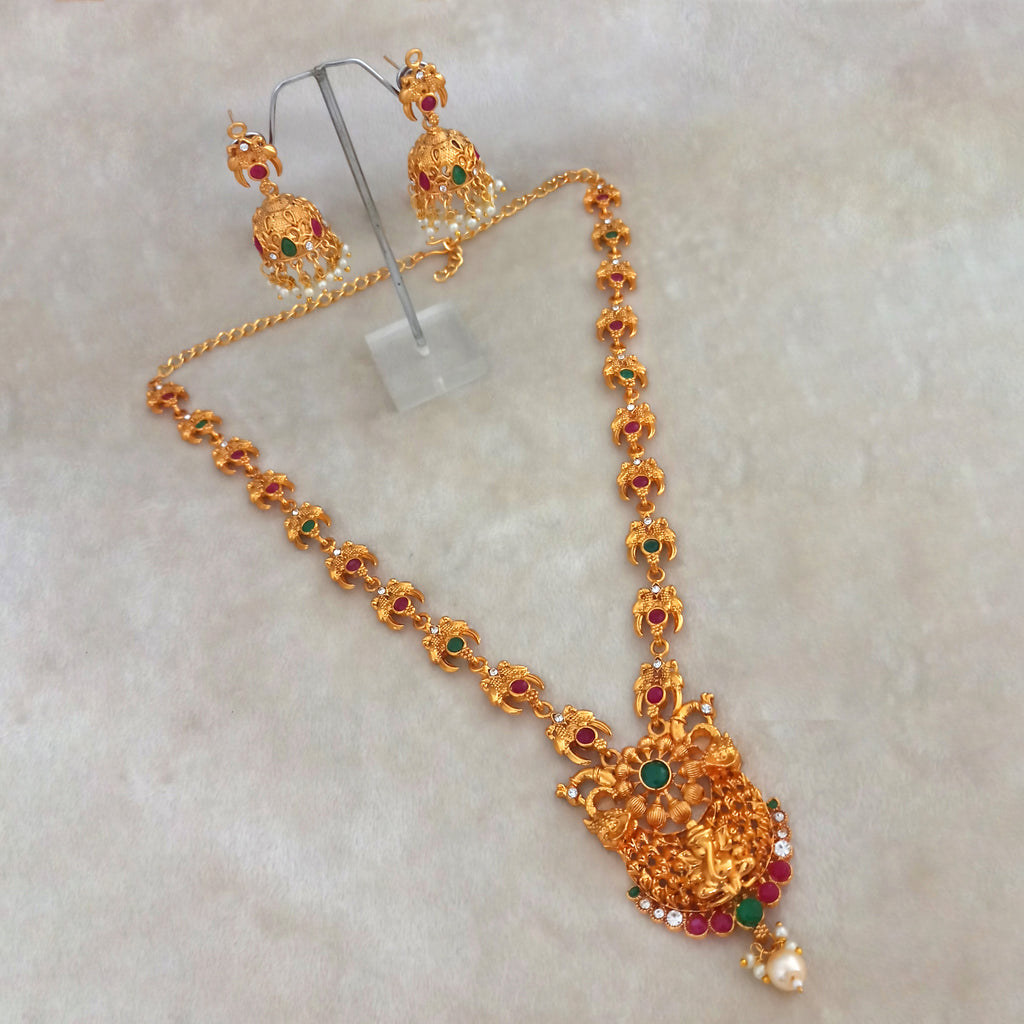 The99Jewel Exquisite Temple Look Necklace Set for Women | Classic Indian Ethnic Accessories
