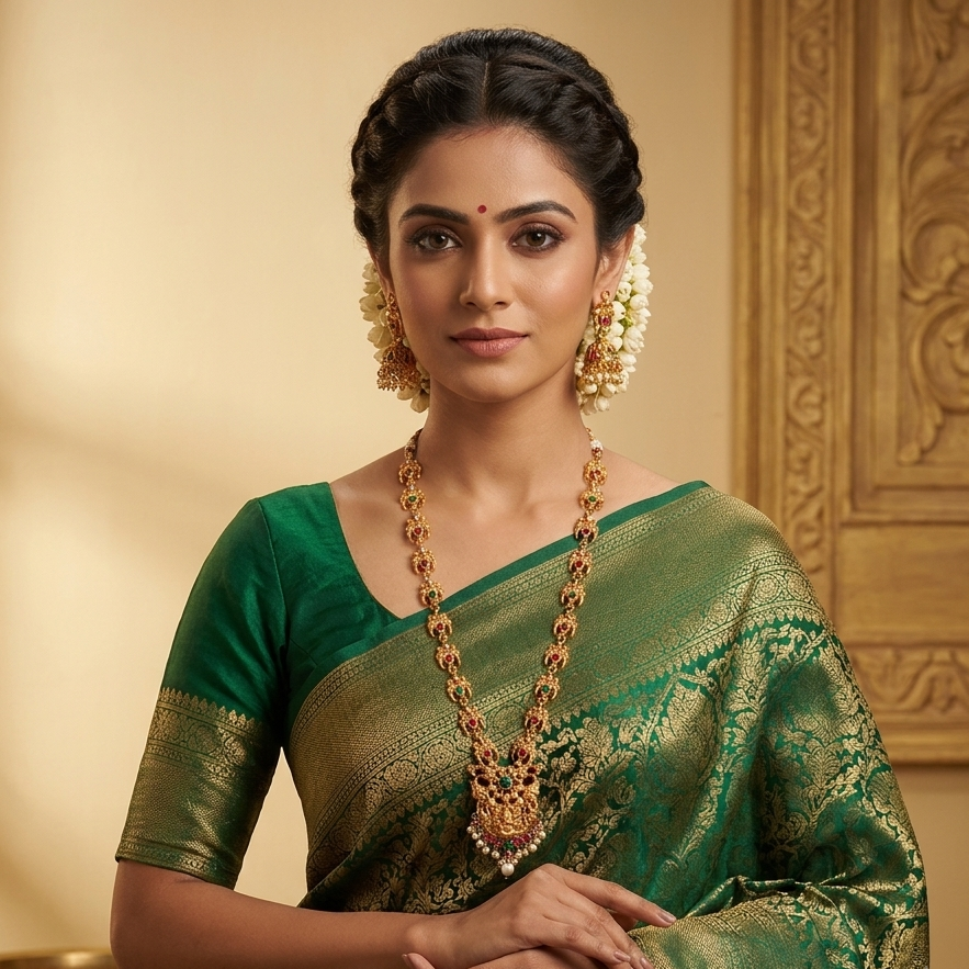 The99Jewel Exquisite Temple Look Necklace Set for Women | Classic Indian Ethnic Accessories