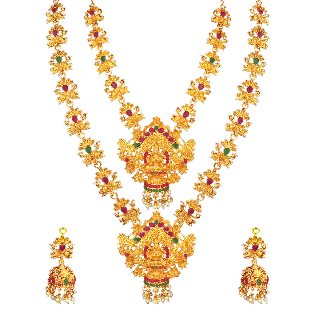 The99Jewel Exquisite Temple Look Double Necklace Set for Women | Classic Indian Ethnic Accessories