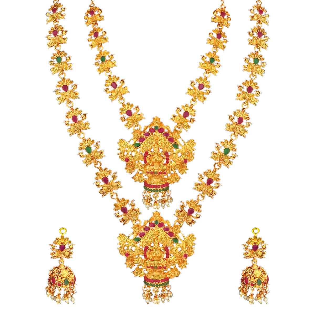 The99Jewel Exquisite Temple Look Double Necklace Set for Women | Classic Indian Ethnic Accessories