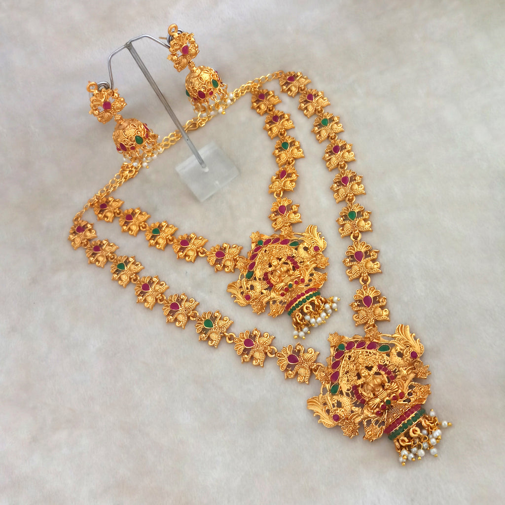 The99Jewel Exquisite Temple Look Double Necklace Set for Women | Classic Indian Ethnic Accessories