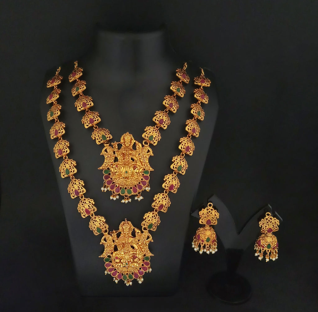 The99Jewel Exquisite Temple Look Double Necklace Set for Women | Classic Indian Ethnic Accessories