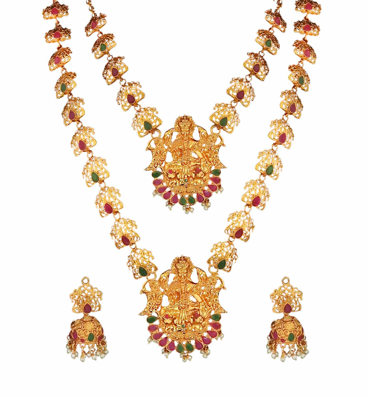 The99Jewel Exquisite Temple Look Double Necklace Set for Women | Classic Indian Ethnic Accessories