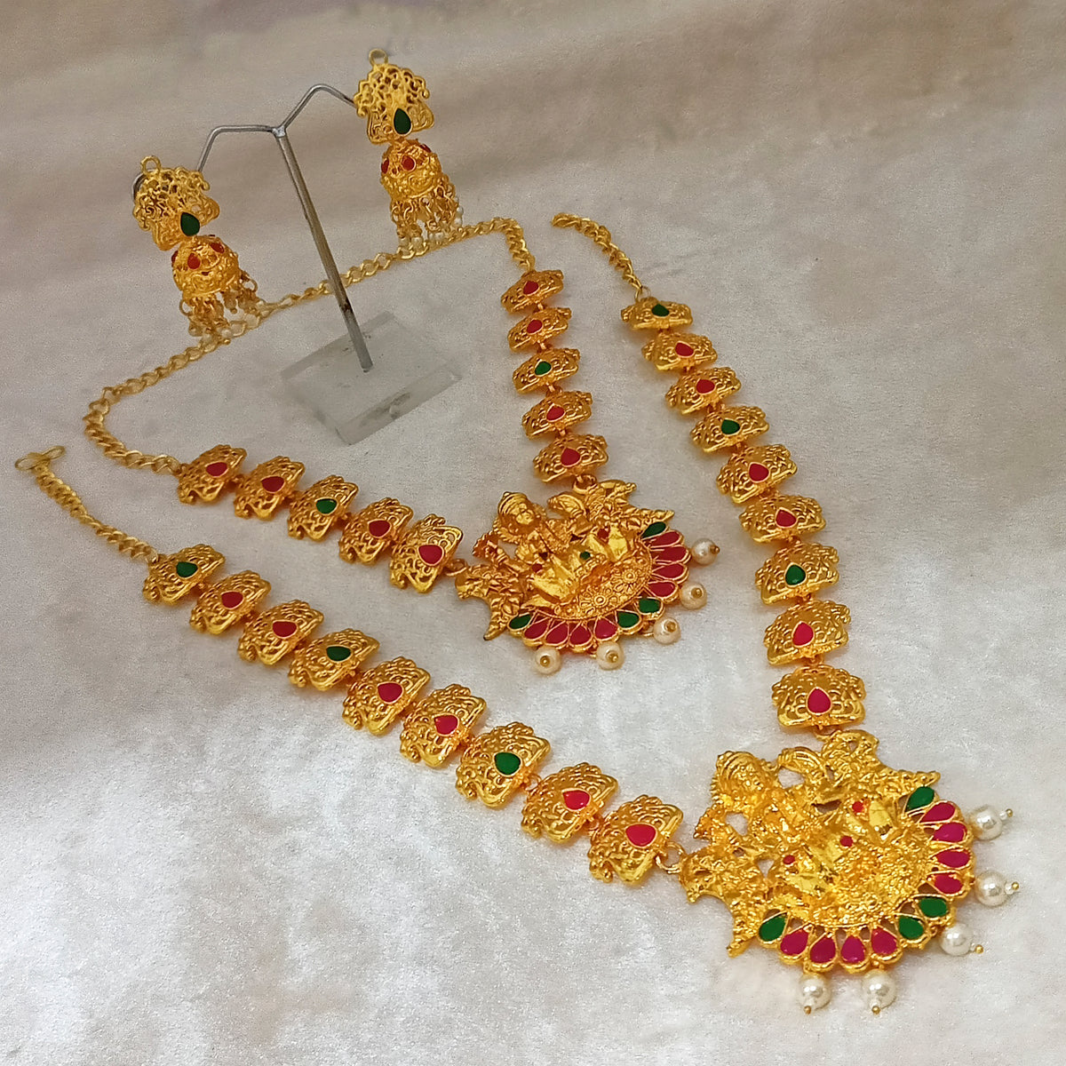 The99Jewel Exquisite Temple Look Double Necklace Set for Women | Classic Indian Ethnic Accessories