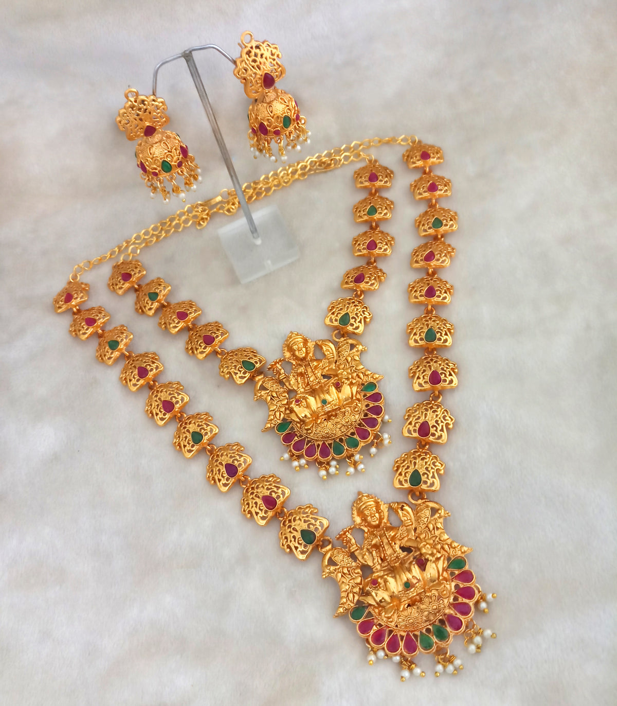 The99Jewel Exquisite Temple Look Double Necklace Set for Women | Classic Indian Ethnic Accessories