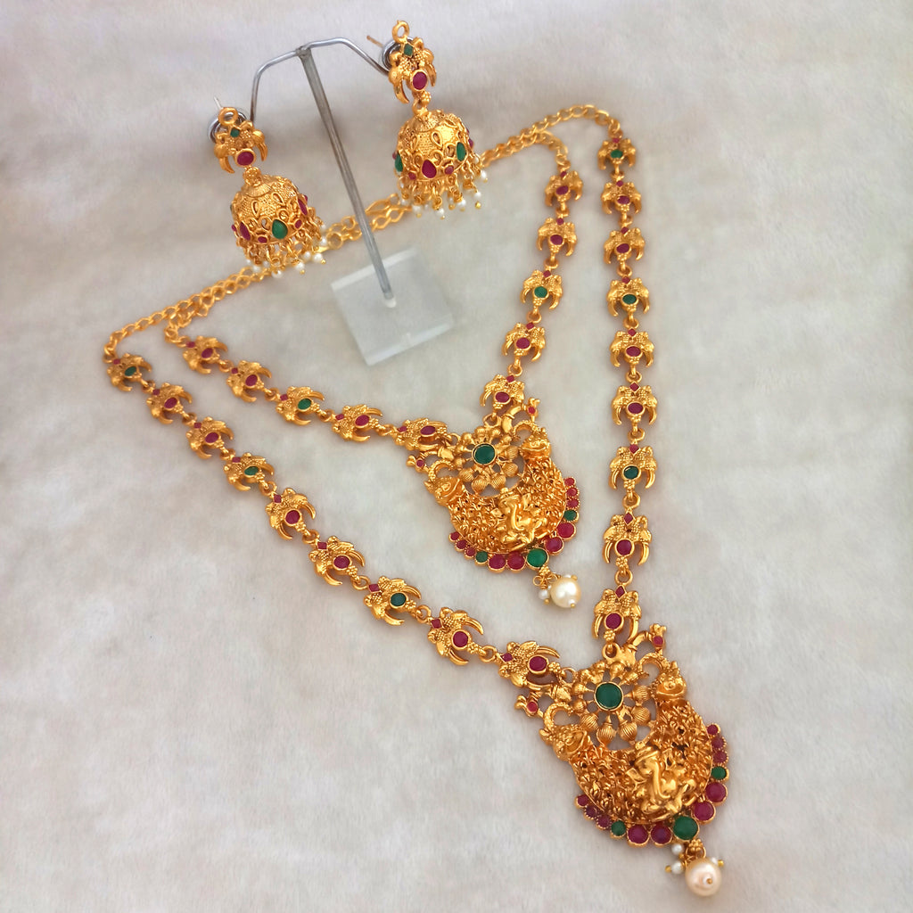 The99Jewel Exquisite Temple Look Double Necklace Set for Women | Classic Indian Ethnic Accessories