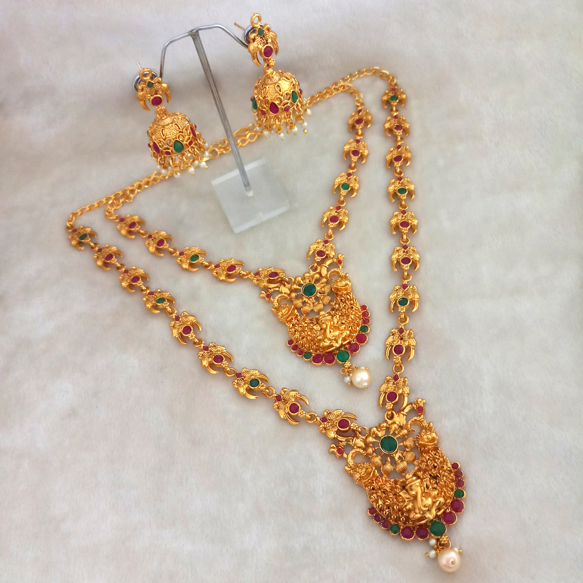 The99Jewel Exquisite Temple Look Double Necklace Set for Women | Classic Indian Ethnic Accessories