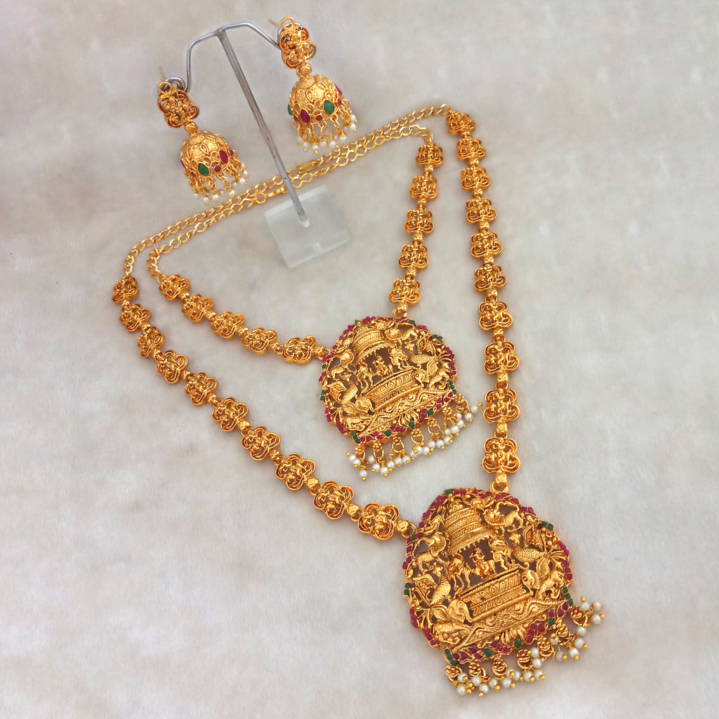 The99Jewel Exquisite Temple Look Double Necklace Set for Women | Classic Indian Ethnic Accessories