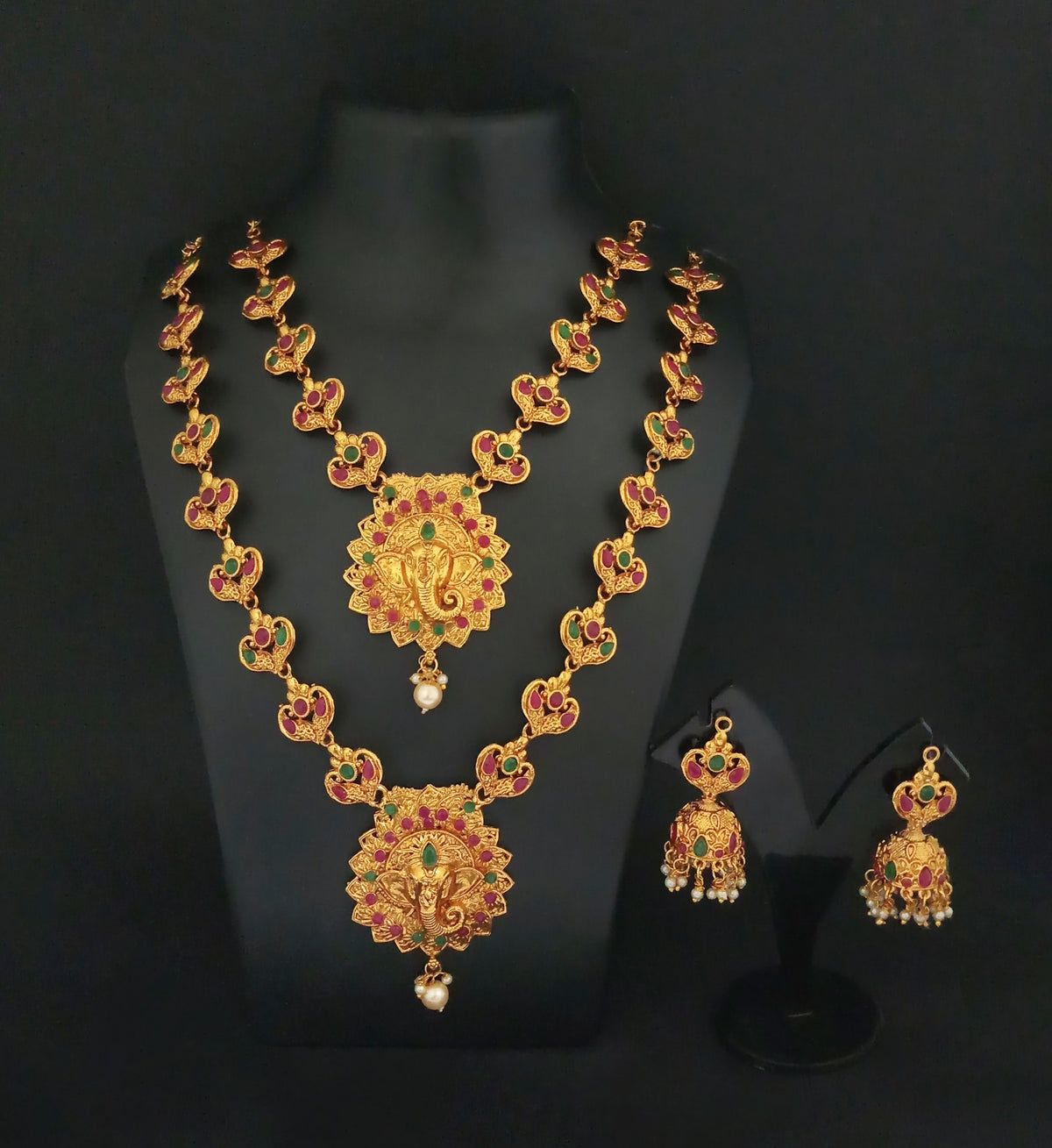 The99Jewel Exquisite Temple Look Double Necklace Set for Women | Classic Indian Ethnic Accessories