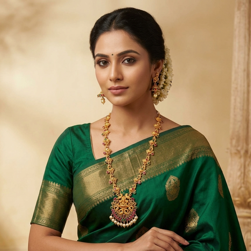 The99Jewel Festive Temple Look Necklace Set | South Indian Traditional Jewellery Collection