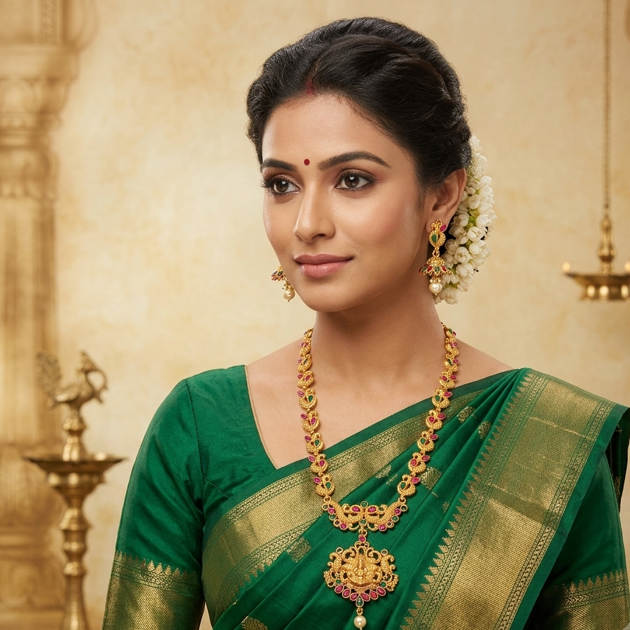 The99Jewel Festive Temple Look Necklace Set | South Indian Traditional Jewellery Collection
