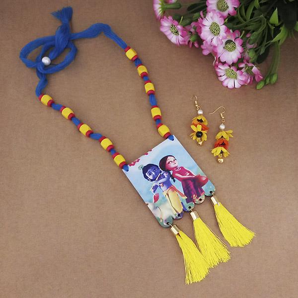 The99Jewel Lord Radha Krishna Digital Printed Wooden Necklace Set