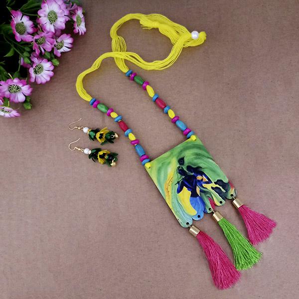 The99Jewel Lord Radha Krishna Digital Printed Wooden Necklace Set