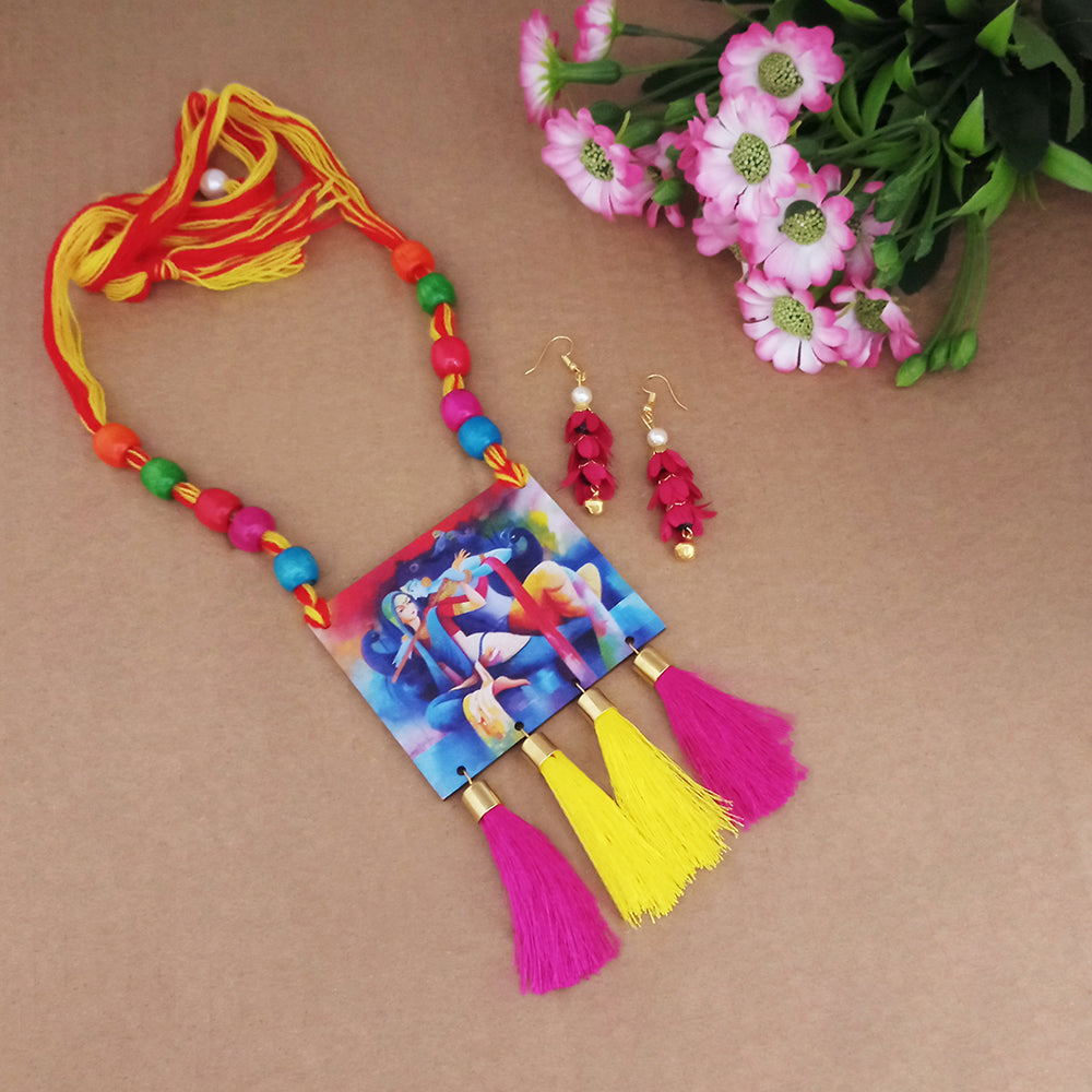 The99Jewel Handmade Radha Krishna Threaded Jewelry Set for Women