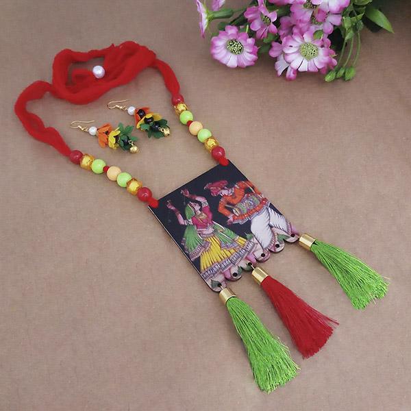 The99Jewel Lord Radha Krishna Digital Printed Wooden Necklace Set