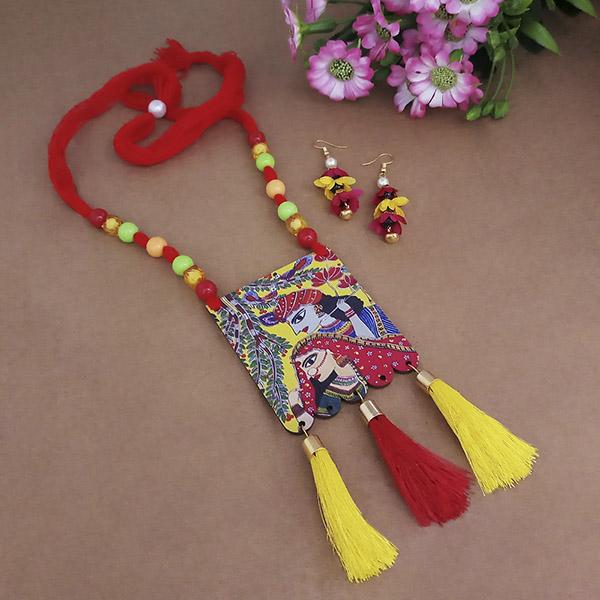 The99Jewel Lord Radha Krishna Digital Printed Wooden Necklace Set