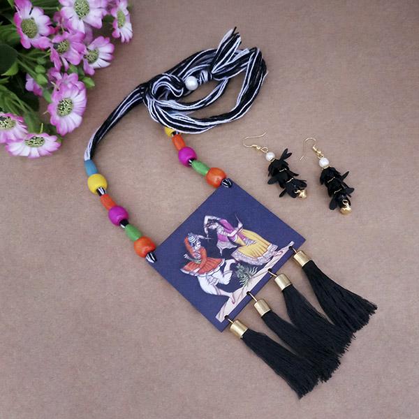 The99Jewel Lord Radha Krishna Digital Printed Wooden Necklace Set