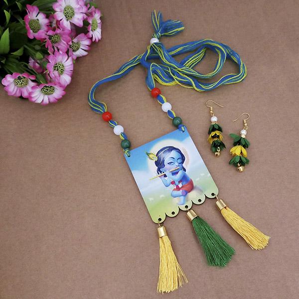 The99Jewel Lord Krishna Digital Printed Wooden Necklace Set