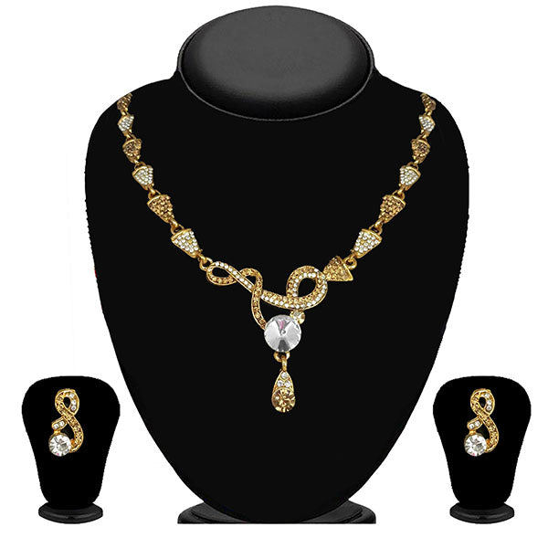 The99Jewel Gold Plated Brown Austrian Stone Necklace Set - 1114706A