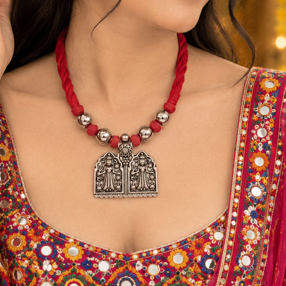The99Jewel Traditional Oxidised Plated Long Necklace  for Navratri | Garba & Dandiya Festive Jewellery