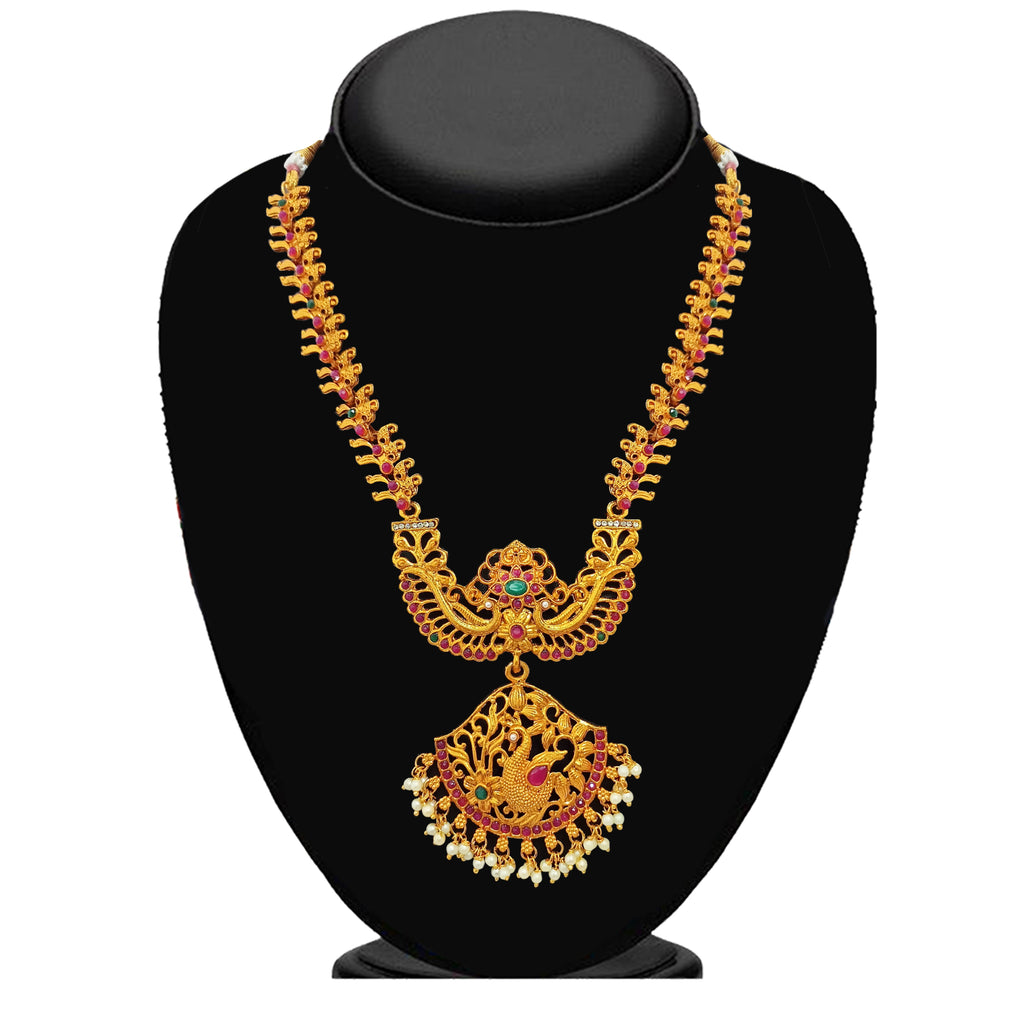 The99Jewel Traditional Gold Plated Pota Stone Double Necklace Set | Festive Jewellery for Women