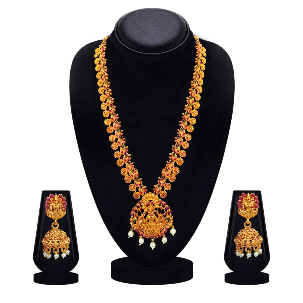 The99Jewel Traditional Gold Plated Pota Stone Double Necklace Set | Festive Jewellery for Women