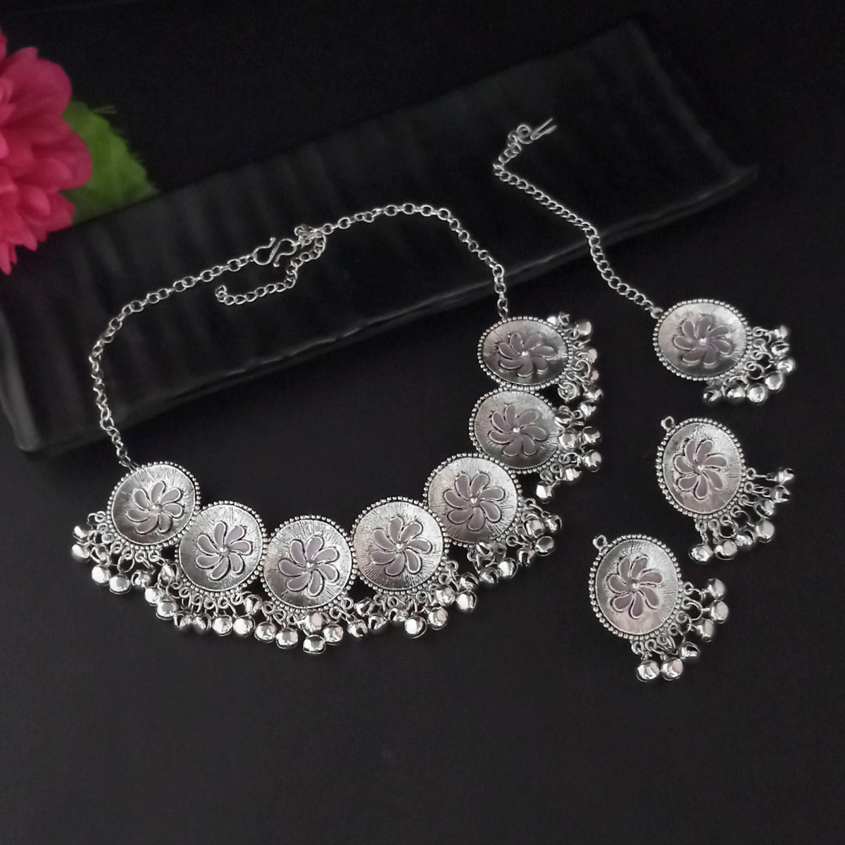 The99Jewel Antique Style Oxidised Gungroo Choker Necklace | Traditional Fashion Jewellery