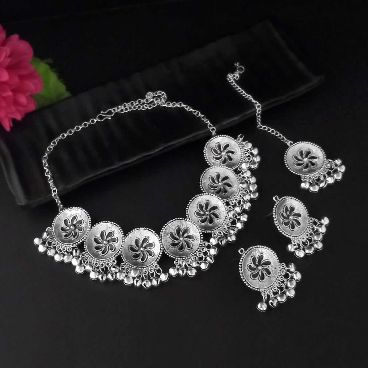 The99Jewel Antique Style Oxidised Gungroo Choker Necklace | Traditional Fashion Jewellery