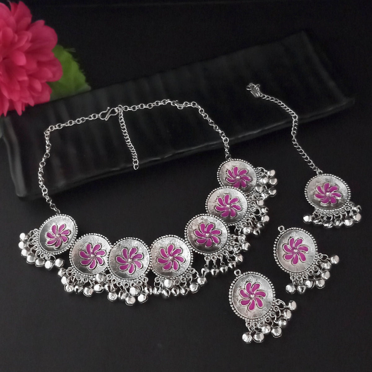 The99Jewel Antique Style Oxidised Gungroo Choker Necklace | Traditional Fashion Jewellery