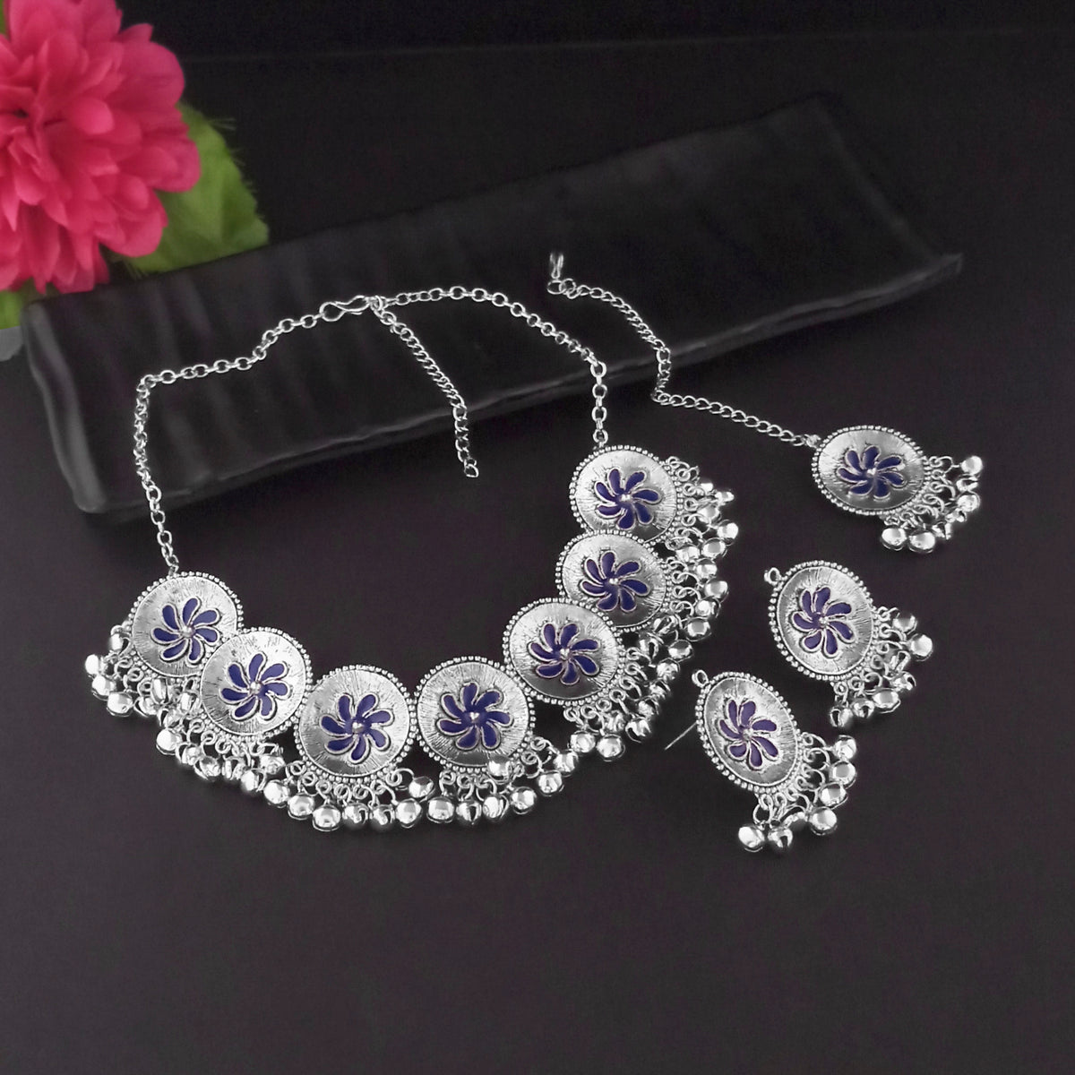 The99Jewel Antique Style Oxidised Gungroo Choker Necklace | Traditional Fashion Jewellery