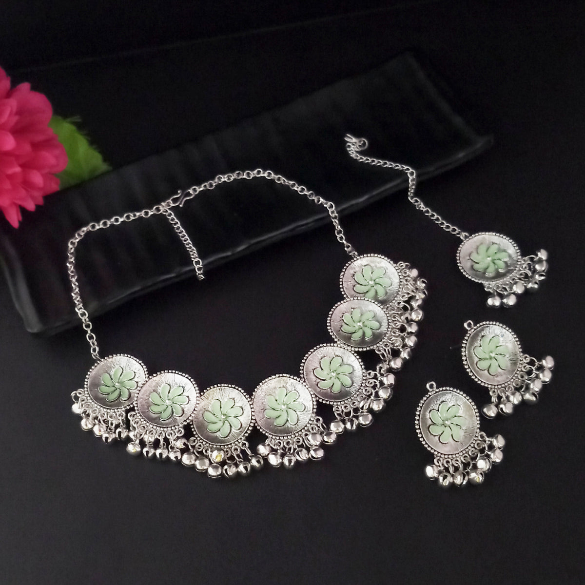 The99Jewel Antique Style Oxidised Gungroo Choker Necklace | Traditional Fashion Jewellery
