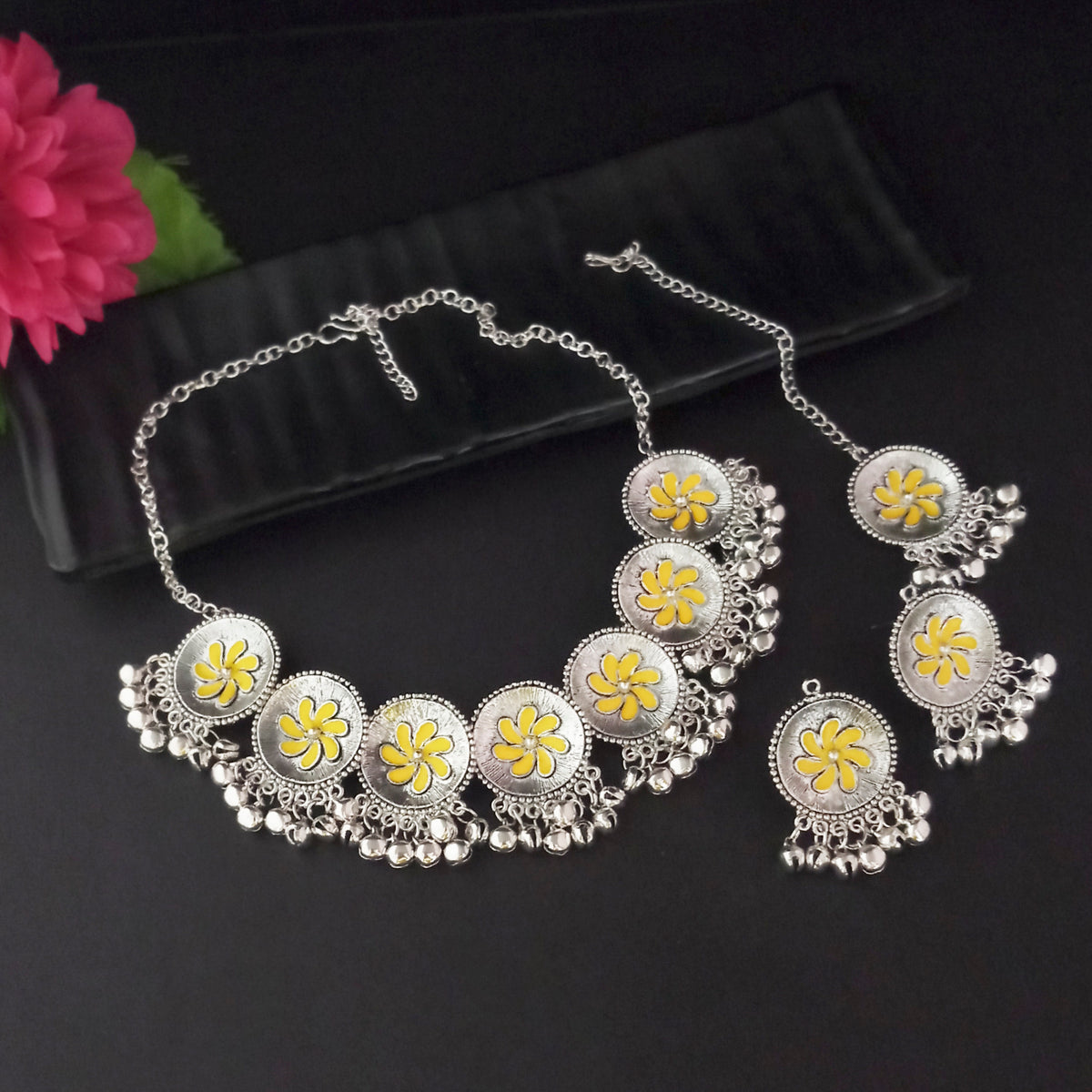 The99Jewel Classic Oxidised Gungroo Choker Necklace | Stylish Ethnic Jewellery for Festive Occasions