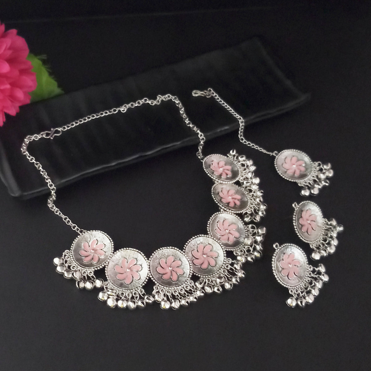 The99Jewel Classic Oxidised Gungroo Choker Necklace | Stylish Ethnic Jewellery for Festive Occasions