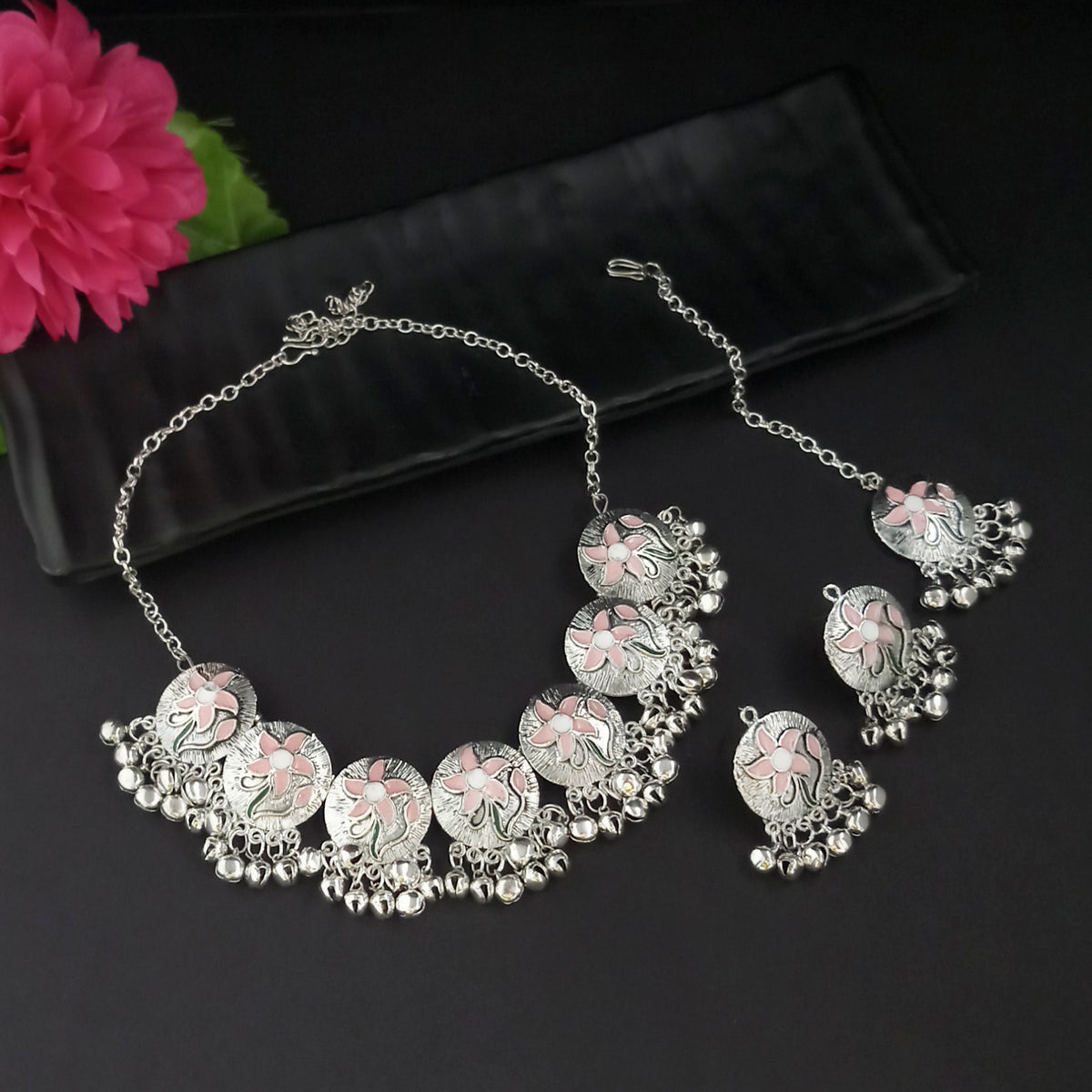 The99Jewel Boho Inspired Oxidised Gungroo Choker Necklace | Trendy Traditional Jewellery for Women