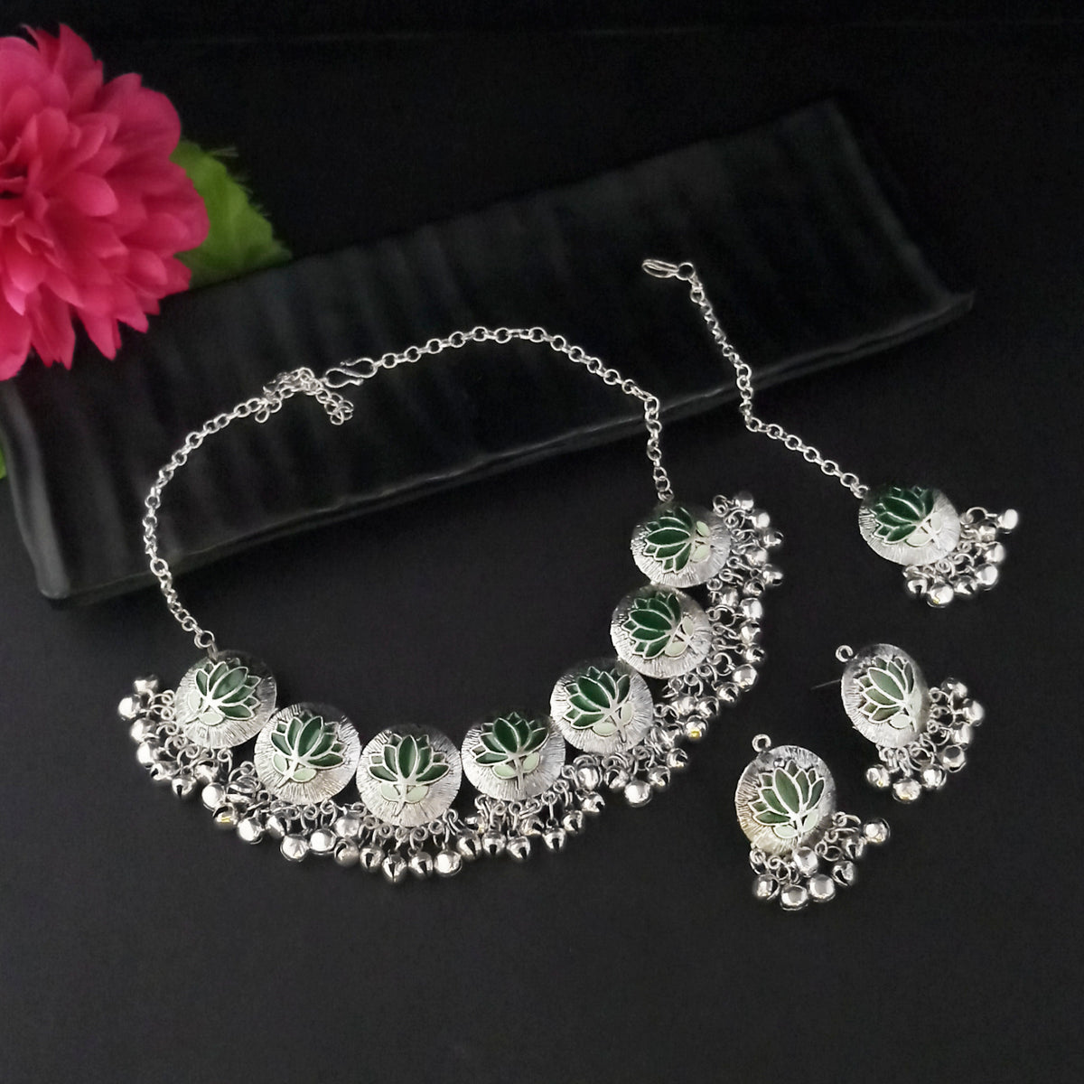 The99Jewel Boho Inspired Oxidised Gungroo Choker Necklace | Trendy Traditional Jewellery for Women