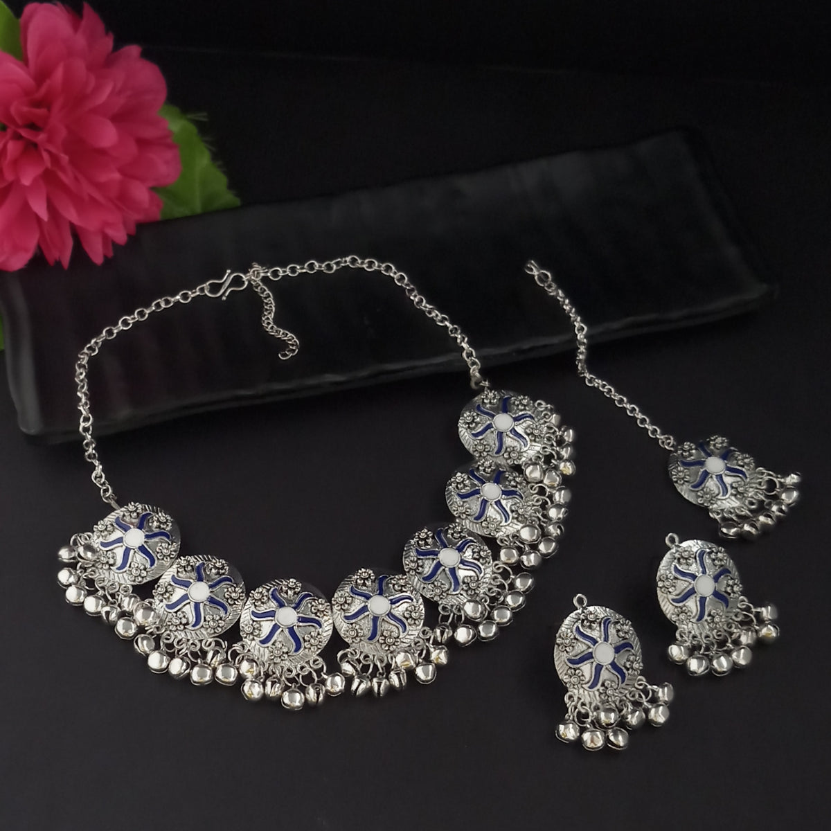 The99Jewel Statement Oxidised Gungroo Choker Necklace for Women | Festive & Party Wear Jewellery