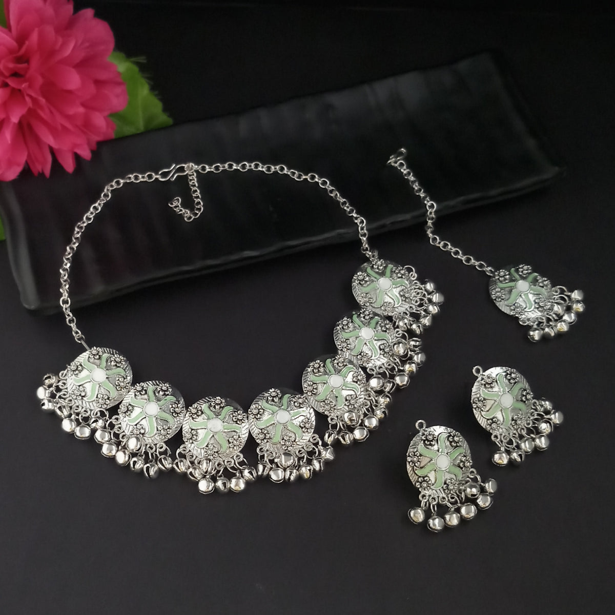 The99Jewel Statement Oxidised Gungroo Choker Necklace for Women | Festive & Party Wear Jewellery