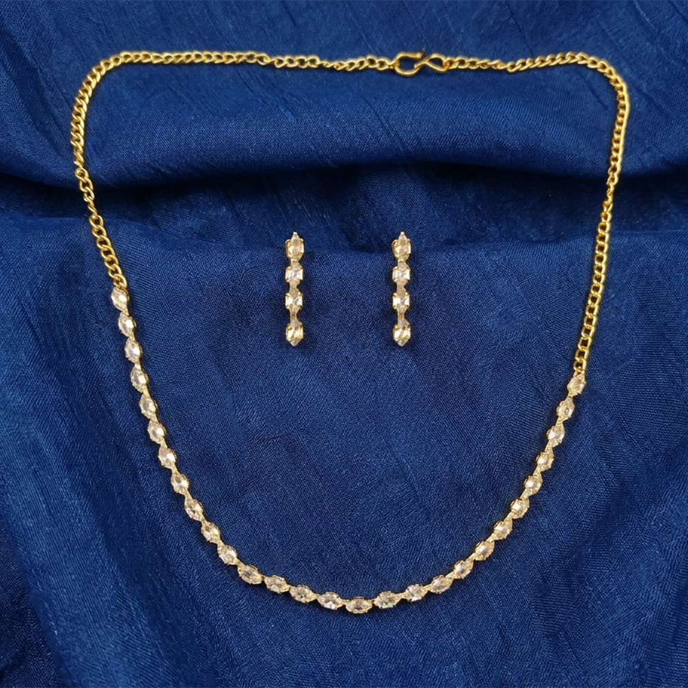 The99Jewel American Diamond Gold Plated Necklace Set