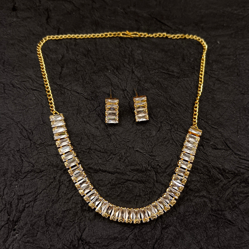 The99Jewel American Diamond Gold Plated Necklace Set