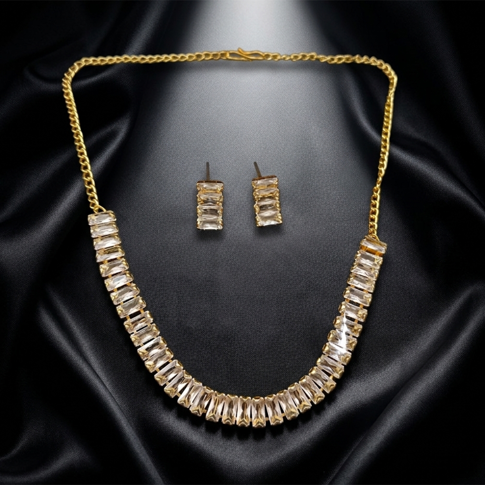 The99Jewel American Diamond Gold Plated Necklace Set