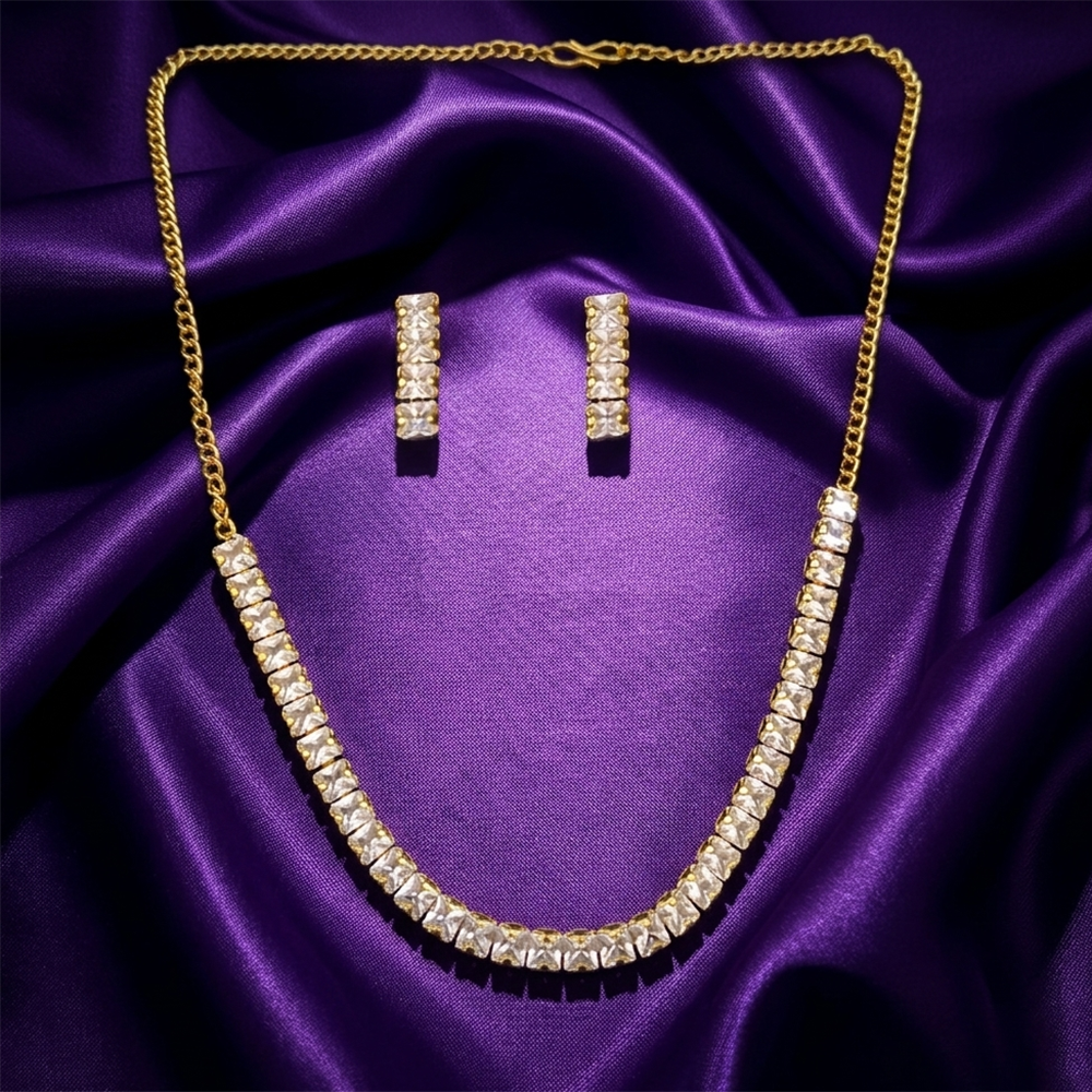 The99Jewel American Diamond Gold Plated Necklace Set