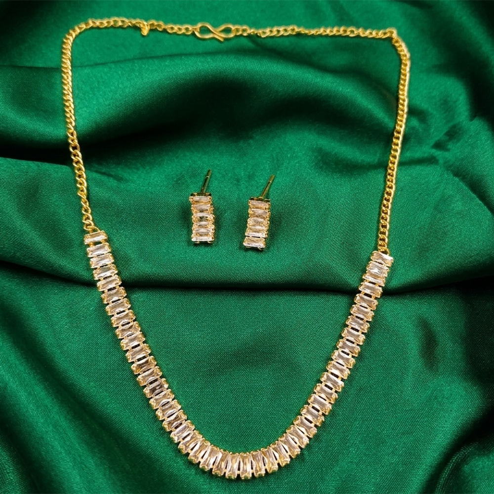 The99Jewel American Diamond Gold Plated Necklace Set
