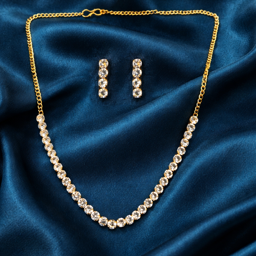 The99Jewel American Diamond Gold Plated Necklace Set