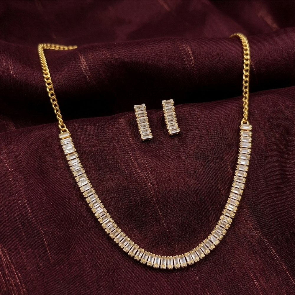 The99Jewel American Diamond Gold Plated Necklace Set