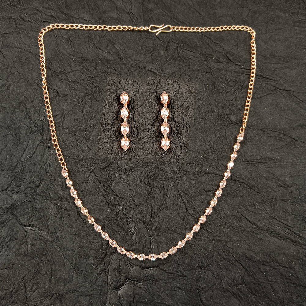 The99Jewel American Diamond Rose Gold PlatedNecklace Set