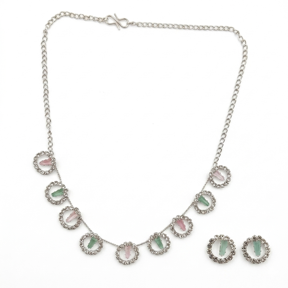 The99Jewel Silver Plated Sparkling Crystal Stone Necklace Set