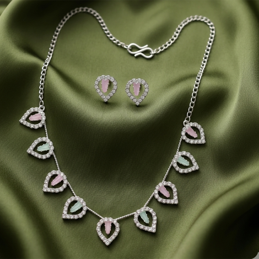 The99Jewel Silver Plated Sparkling Crystal Stone Necklace Set
